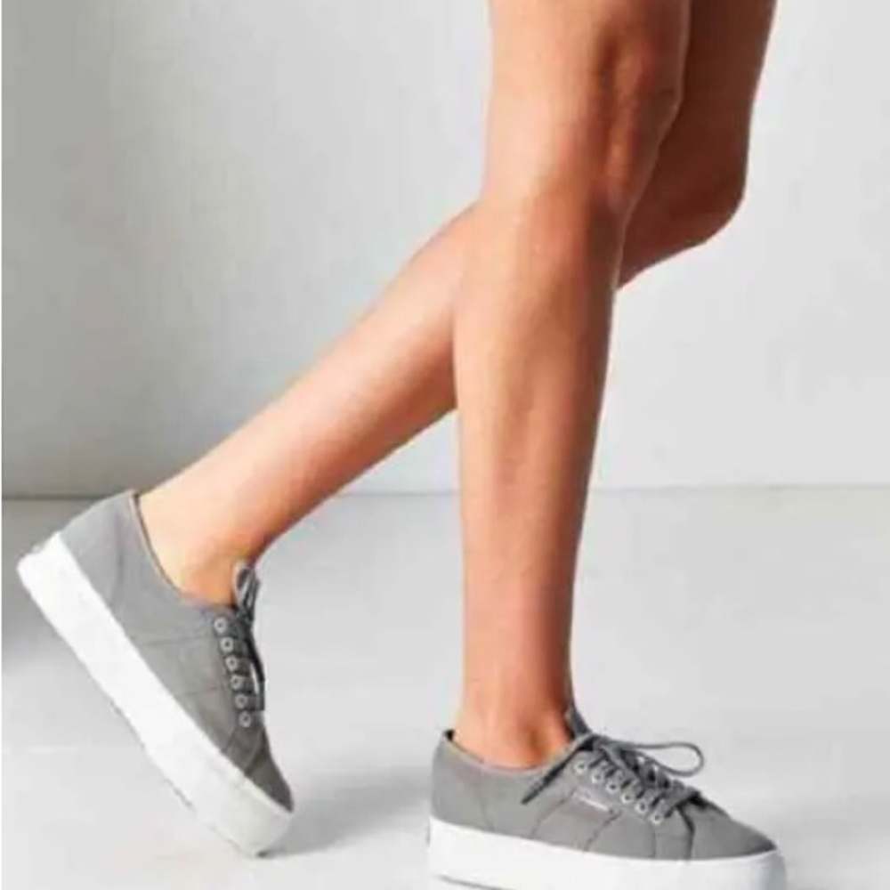 SUPERGA grey platform sneaker